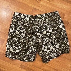 Ashley Stewart Plus Size Khaki Aztec Print Linen & Rayon Shorts